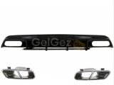 W176 12-15 A45 DIFUZOR & EGZOZ SETI (PARLAK SIYAH) - SILVER EGZOZ ILE (AMG PAKET İÇİN )