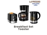 LePresso Breakfast Set Toaster, Kettle and Drip Coffee Maker - Black
