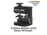 Lepresso Espresso Coffee Maker with Bean Grinder - Black