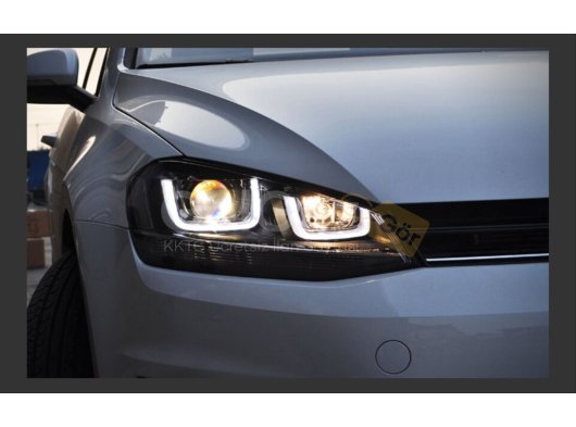 GOLF 7 IÇIN UYUMLU U LED FAR SILVER HARAKETLI SINYAL -(FULL LED-ÇİFT U)