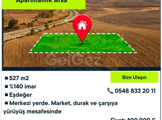 Girne Merkez'de Satılık Apartmanlık Arsa