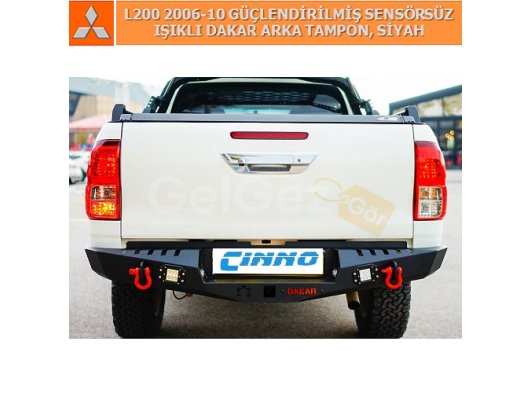 MITSUBISHI L200 2006-10 GÜÇLENDİRİLMİŞ SENSÖRSÜZ IŞIKLI DAKAR ARKA TAMPON, SİYAH