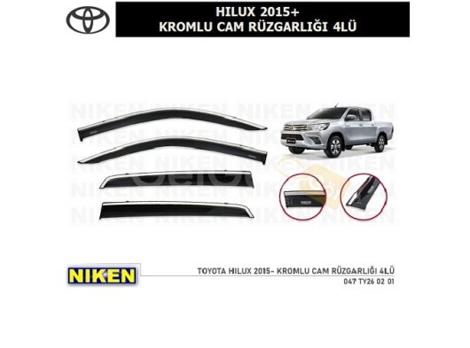 TOYOTA HILUX 2015+ KROMLU CAM RÜZGARLIĞI 4LÜ