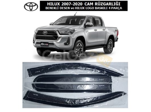 TOYOTA HILUX 2007-2020 CAM RÜZGARLIĞI BENEKLİ DESEN ve HILUX LOGO BASKILI 4 PARÇA