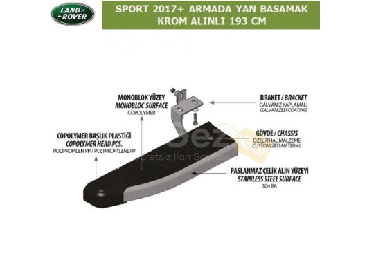LAND ROVER RANGE ROVER SPORT 2017+ ARMADA YAN BASAMAK, KROM