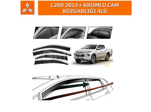 MITSUBISHI L200 2015+ KROMLU CAM RÜZGARLIĞI 4LÜ