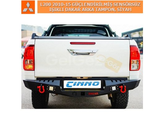MITSUBISHI L200 2010-15 GÜÇLENDİRİLMİŞ SENSÖRSÜZ IŞIKLI DAKAR ARKA TAMPON, SİYAH