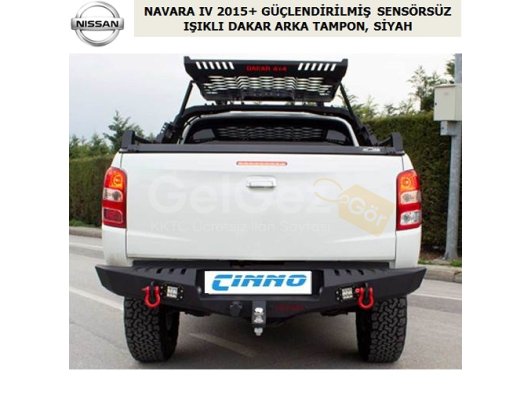 NISSAN NAVARA 2015+ GÜÇLENDİRİLMİŞ SENSÖRSÜZ IŞIKLI DAKAR ARKA TAMPON, SİYAH