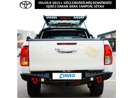 TOYOTA HILUX 2015+ GÜÇLENDİRİLMİŞ SENSÖRSÜZ IŞIKLI DAKAR ARKA TAMPON, SİYAH