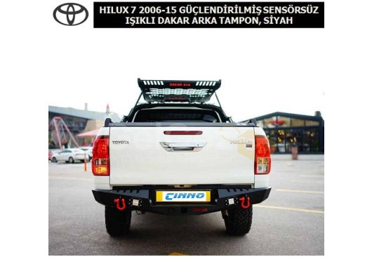 TOYOTA HILUX 2006-2015 GÜÇLENDİRİLMİŞ SENSÖRSÜZ IŞIKLI DAKAR ARKA TAMPON, SİYAH