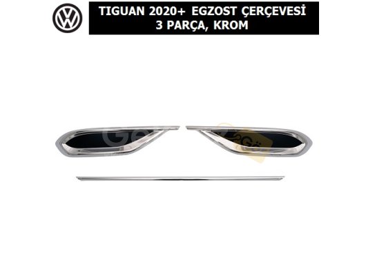 VOLKSWAGEN TIGUAN 2020+ EGZOST ÇERÇEVESİ 3 PARÇA, KROM (Kopya)