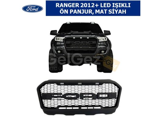 FORD RANGER 2012+ LED IŞIKLI ÖN PANJUR, MAT SİYAH