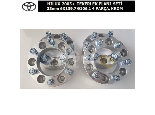 TOYOTA HILUX 2005+ TEKERLEK FLANJ SETİ 38mm 6X139,7 Ø106.1 GÖBEKLİ 4 PARÇA, KROM
