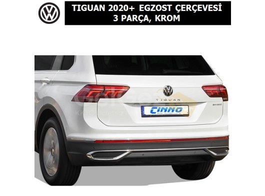 VOLKSWAGEN TIGUAN 2020+ EGZOST ÇERÇEVESİ 3 PARÇA, KROM