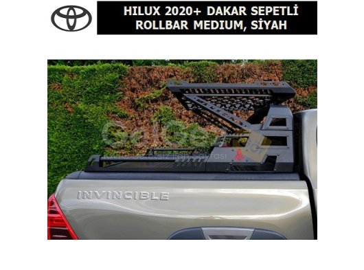 HILUX 2020+ DAKAR SEPETLİ ROLLBAR (ORİJİNAL SÜRGÜLÜ KAPAK İÇİN) MEDIUM, SİYAH