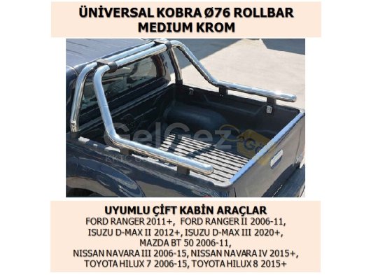 ÜNİVERSAL KOBRA Ø76 ROLLBAR MEDIUM KROM