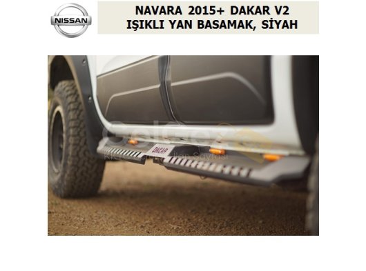 NISSAN NAVARA 2015+ DAKAR V2 IŞIKLI YAN BASAMAK, SİYAH