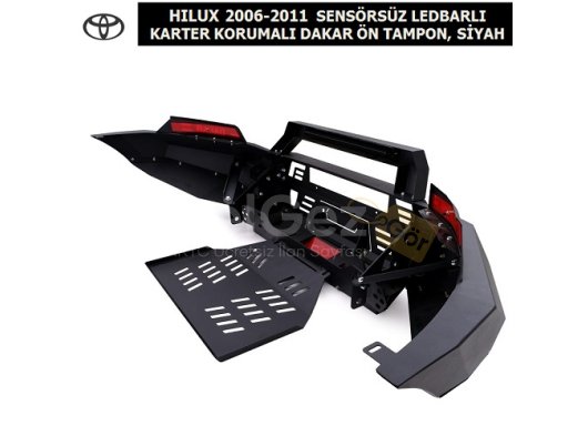 TOYOTA HILUX 2006-2011 SENSÖRSÜZ LEDBARLI KARTER KORUMALI DAKAR ÖN TAMPON, SİYAH