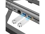 WIWU A821CH LAPTOP STAND WITH 8 IN 1 USB-C DOCKING STATION - GREY