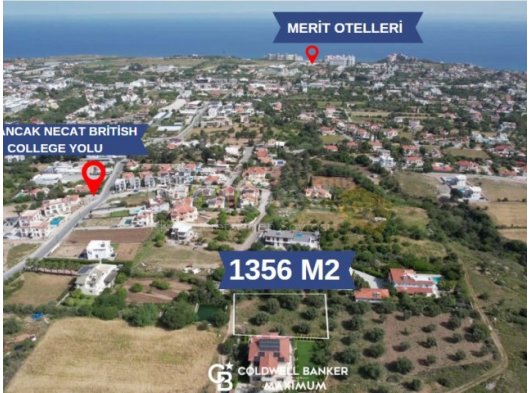 Kıbrıs Girne Alsancak Bölgesinde Necat British College'e Yürüyüş Mesafesinde Önü Kesilmeyen Dağ ve Deniz Manzaralı Satılık 1356 m2 Arazi