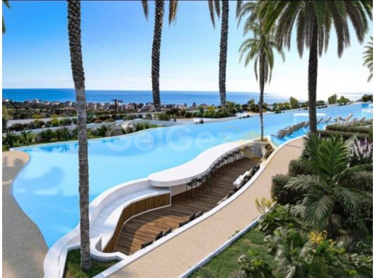 Kıbrıs İskele Boğaz da Ful Deniz Manzaralı 2+1 Çok Özel Bahçe ve Üst Kat Daireler