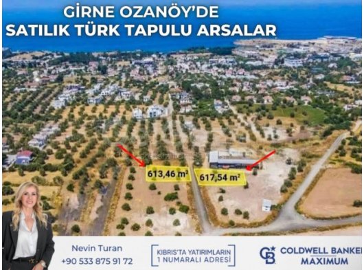 Kaçırılmayacak Fırsat Kıbrıs Girne Ozanköy de Koçanlar Hazır Ful Deniz Manzaralı Türk Tapulu Arsa
