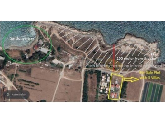 Girne, Lapta bölgesinde denize çok yakın mesafede 3000 m2 lik arsa
