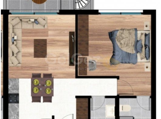 Girne, Lapta'da, güzel bir sitede projeden satılık geniş 1+1 penthouse