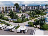 1 yatak odalı dubleks satılık daire + yüzme havuzu + spor salonu + spa + aqua park + plaja 400m + 24 saat güvenlik