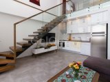2 yatak odalı modern LOFT penthouse daire + tam donanımlı + çatı terası + ortak yüzme havuzu + bar + plaja ve süpermarkete yürüme mesafesinde + deniz ve dağ man