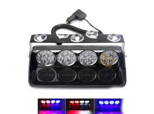Cam İçi Çakar Lamba Kumandalı 16 Led 24W 12V Kırmızı Mavi