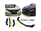 Universal 4 Parça Flaplı Ön Lip Piano Black ABS / (FC5 - SARI)