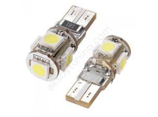 T10 Led Ampul 5 Çipli Beyaz 12 Volt