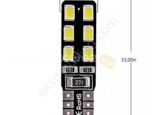 T10 Led Ampul 12 Çipli Beyaz 12 Volt