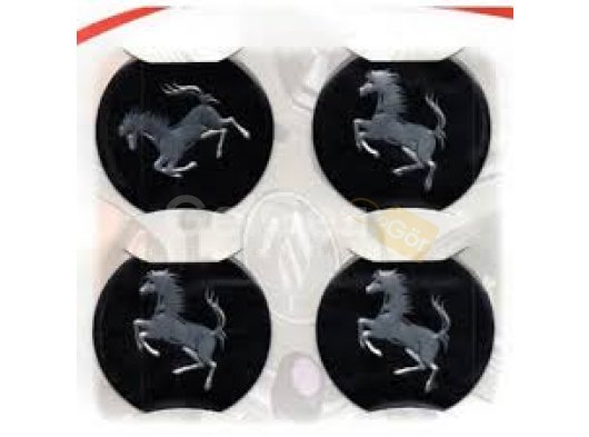 Ferrari Siyah Alüminyum Yapıştırma Jant Göbeği 4Lü 60mm