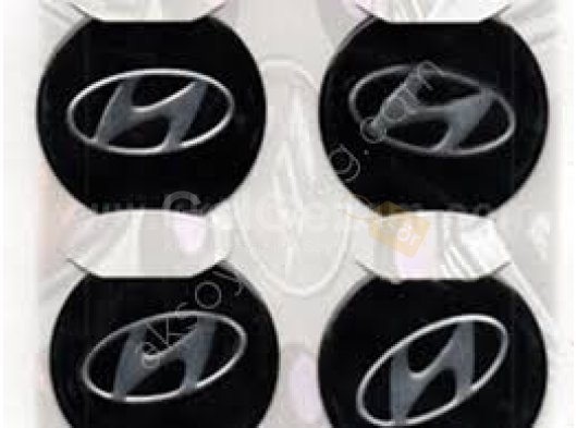 Hyundai Siyah Alüminyum Yapıştırma Jant Göbeği 4Lü 60mm