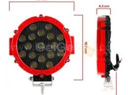 51W CRE Power Led Üniversal Yuvarlak Sis Lambası 17 Ledli Kırmızı
