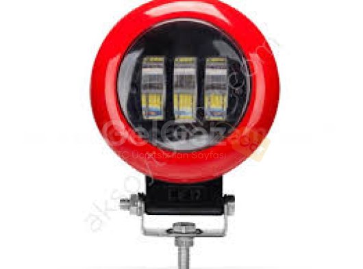 Yuvarlak Off Road Spot Sis Lambası 3 Led Kırmızı Çerçeveli