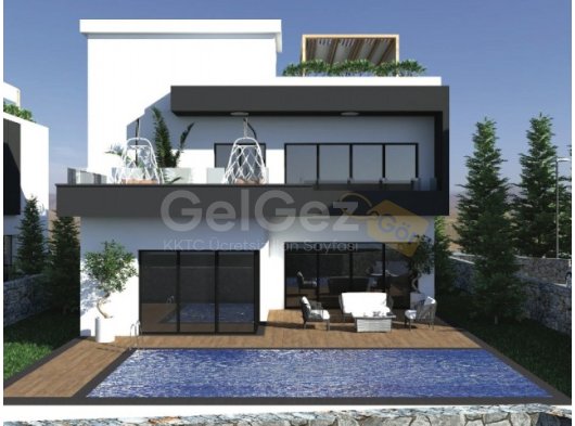 GIRNE KARA AGAC, DA SATILIK 3+1 LUXS HAVUZLU TRIBLEX VILLA