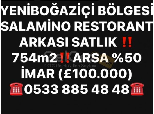 YENİBOĞAZİÇİ BÖLGESİ SATILIK ARSA 754m2 %50 İMAR