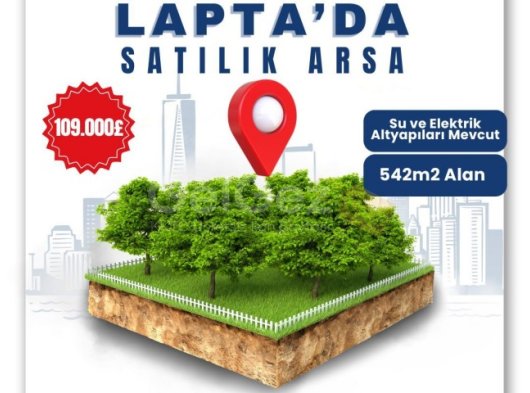 Lapta/GİRNE merkezde, 542 m2 satılık arsa. Facebook: Seyland Real Estate. 05428800222