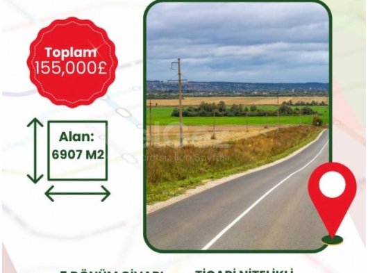 Bostancı-Akçay arasında ana yol kenarı 6907 m2 arazi satılıktır.