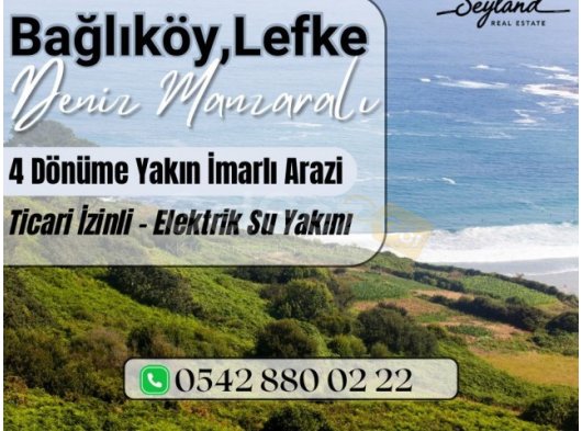 BAĞLIKÖY, LEFKE KESİNTİSİZ DENİZ MANZARALI 3 DÖNÜM 2 EVLEK ARAZİ