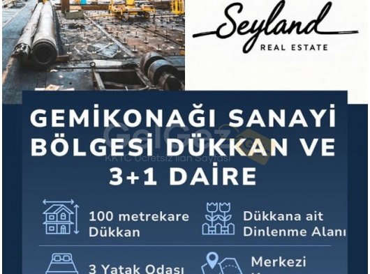 #Gemikonağı sanayi bölgesinde 100 m2 #dükkan ve 100m2 3+1 daire satılıktır.