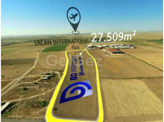 Ercan Havalimanına 4 Km Metre Mesafede ve Fasıl-96 İmarlı Arsa