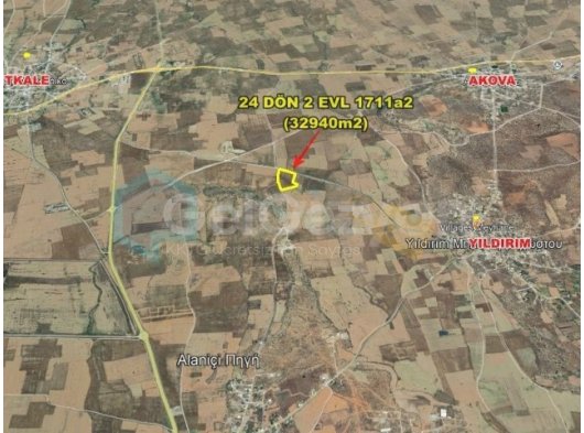 GAZİMAĞUSA YILDIRIM BÖLGESİ 24 DÖN 2 EVL 1711a2 (32940m2) ASFALT YOL ÜZERİ YATIRIMA UYGUN SATILIK TARLA - 05338641212