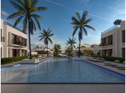 GİRNE ALSANCAKDA DENİZ MANZARALI LÜKS SİTE İÇİNDE SATILIK 2+1 BAHÇE KATI DAİRE