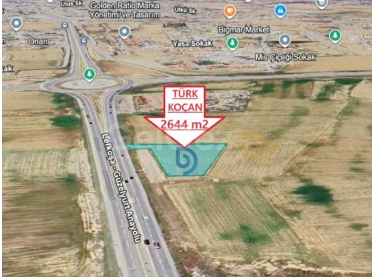Lefkoşa/Güzelyurt Anayola Sıfır 2644 m² Ticari Arsa