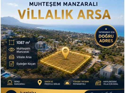 Girne Çatalköy; Dağ Deniz Manzaralı Arsa