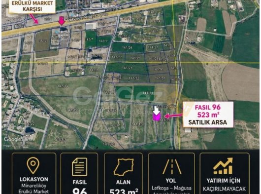 Lefkoşa Demirhan'da Satılık 523 m² Konut İmarlı Arsa - Kaçırmayın!